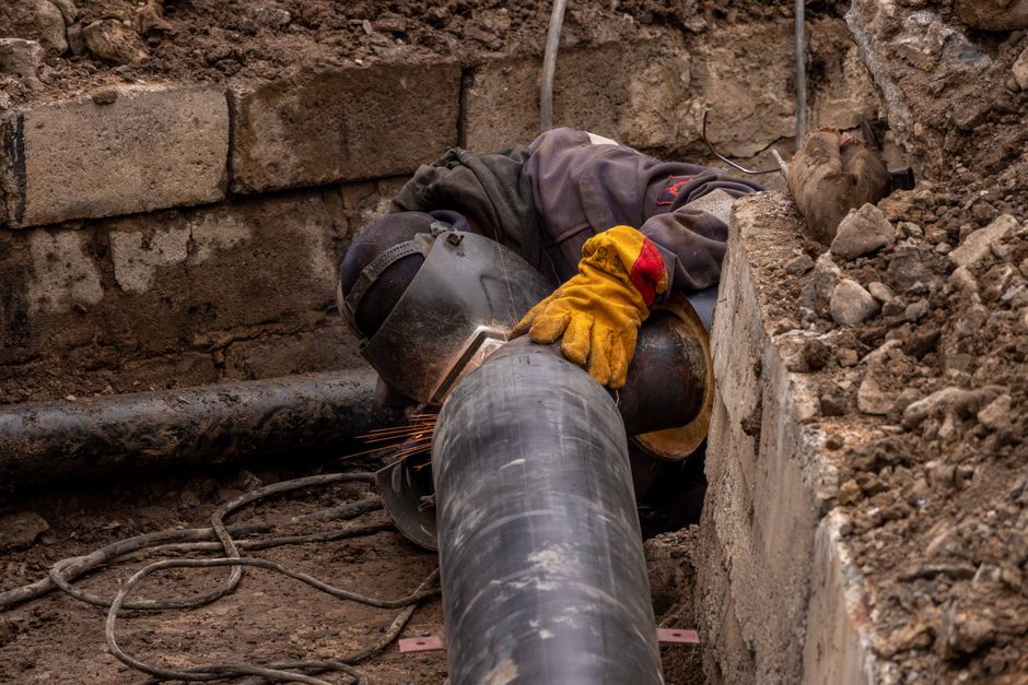 Close-up of drainage pipes being repaired and relined outdoors in Weymouth.